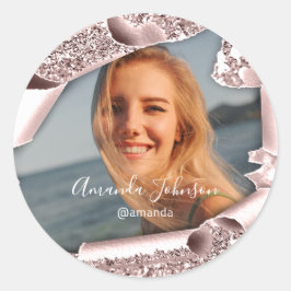 Adesivo Redondo Obrigado QUINCEAÑERA Sweet 16º Rosa Foto