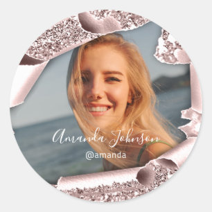 Adesivo Redondo Obrigado QUINCEAÑERA Sweet 16º Rosa Foto