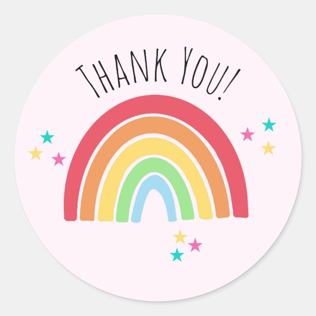 Adesivo Redondo Obrigado Rainbow Sticker (Frente)