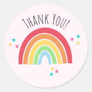 Adesivo Redondo Obrigado Rainbow Sticker