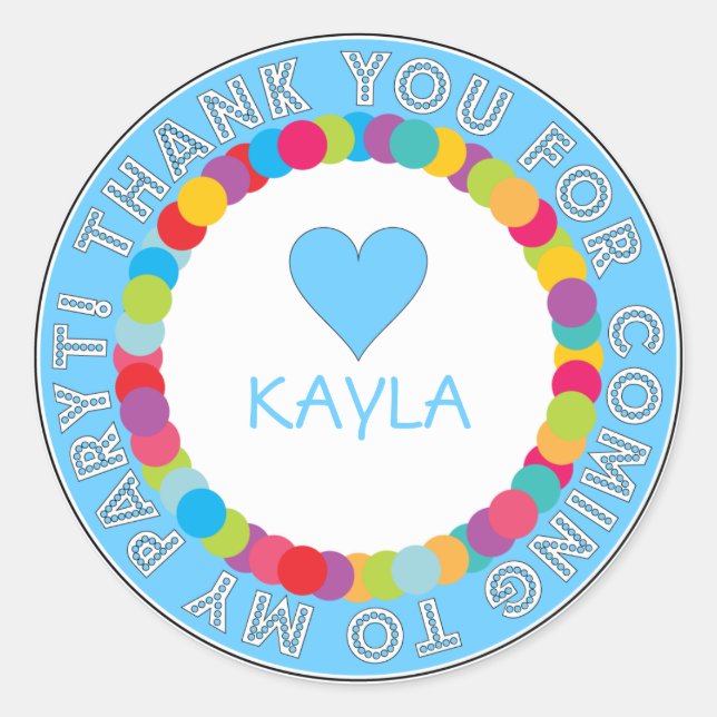 Adesivo Redondo Obrigado Rainbow Sticker por Kids Party (Frente)