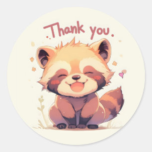 Adesivo Redondo Obrigado Red Panda Anime