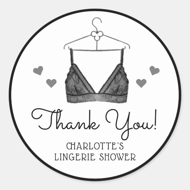 Adesivo Redondo Obrigado Renda Watercolor Lingerie Chá de Noiva (Frente)