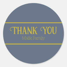 Adesivo Redondo Obrigado Retro Blue Solid Color Personalize