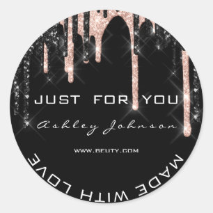 Adesivo Redondo Obrigado Rosa Black Made With Love Name makeup