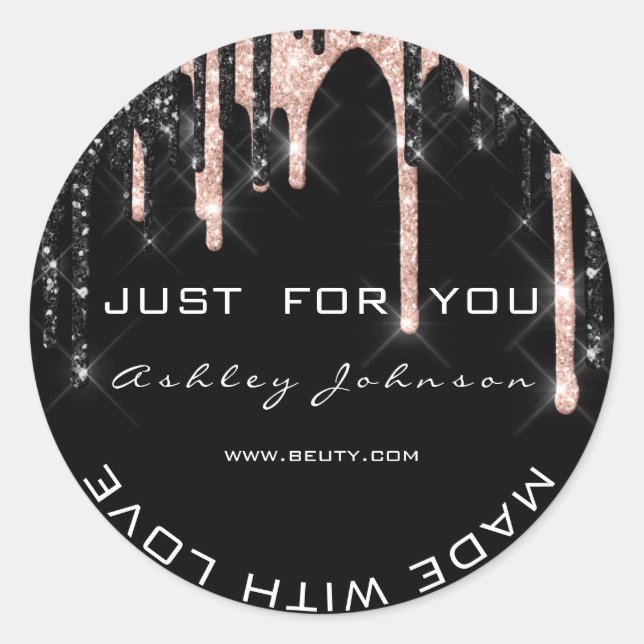 Adesivo Redondo Obrigado Rosa Black Made With Love Name makeup (Frente)