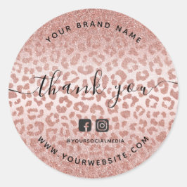 Adesivo Redondo Obrigado Rosa Dourado Gradação de Impressão Animal