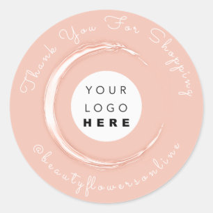 Adesivo Redondo Obrigado Rosa Logotipo Nome IG Compro Boutique Onl