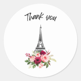 Adesivo Redondo Obrigado rosas de Paris