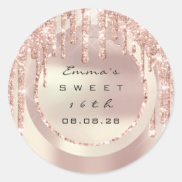 Adesivo Redondo Obrigado Rose Drips Sweet 16º Brilho 15º