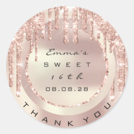 Adesivo Redondo Obrigado Rose Drips Sweet 16º Brilho 15º VIP