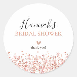 Adesivo Redondo Obrigado Rose Gold Glitter Festa de Casamento