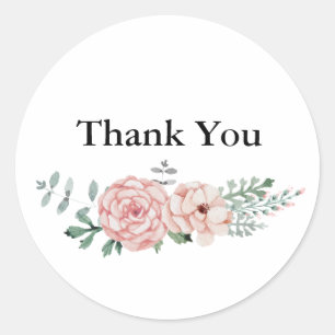 Adesivo Redondo Obrigado Round Sticker - Floral Wreath Design