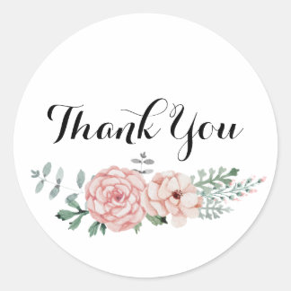 Adesivo Redondo Obrigado Round Sticker - Floral Wreath Design
