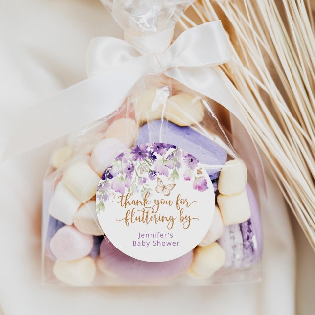 Adesivo Redondo Obrigado roxo para você por (Criador carregado)