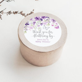 Adesivo Redondo Obrigado roxo para você por uma ronda clássica