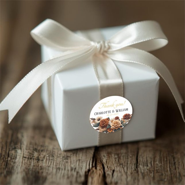 Adesivo Redondo Obrigado! Rustic Floral Wedding (Criador carregado)