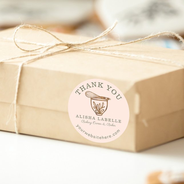 Adesivo Redondo Obrigado Rustic Woodgrain Bakery Mister Clas (Criador carregado)