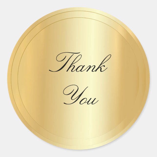 Adesivo Redondo Obrigado Script De Texto Dourado Parecem Modernos  (Frente)