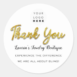 Adesivo Redondo Obrigado Script Nome Compro Logotipo Web Boutique