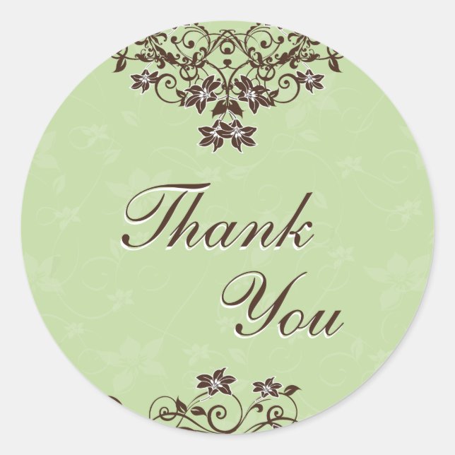 Adesivo Redondo Obrigado Seal - Mint Green & Chocolate Brown (Frente)