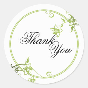 Adesivo Redondo Obrigado selar - o casamento floral verde & branco