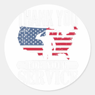 Adesivo Redondo Obrigado Serviço Veterano Salute Patriot Militar