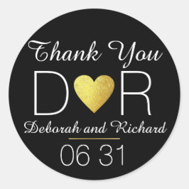 Adesivo Redondo obrigado seu coração de ouro falso.