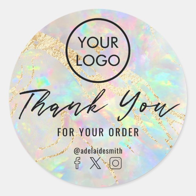 Adesivo Redondo obrigado seu novo opal (Frente)