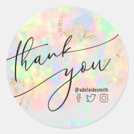 Adesivo Redondo obrigado seu opal iridescente