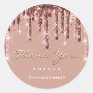 Adesivo Redondo Obrigado ShoppingRose Eyelash Rosa Glitter