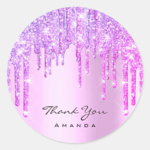 Adesivo Redondo Obrigado ShoppingSweet16th Bridal Pink Glitter Dri