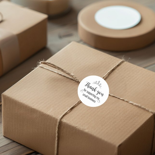 Adesivo Redondo Obrigado Simples 1 em Preto e Branco (Criador carregado)