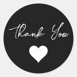 Adesivo Redondo Obrigado Simples Elegante, Moderno, Negro Minimali