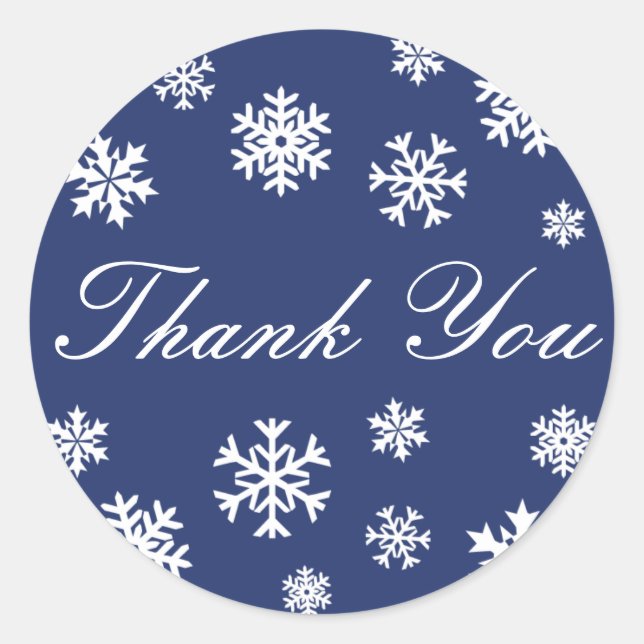Adesivo Redondo Obrigado Snowflakes Envelope Sticker Seal (Frente)