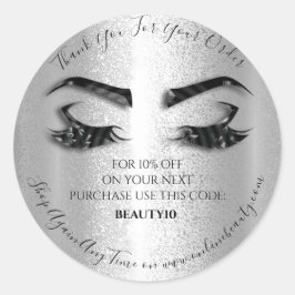 Adesivo Redondo Obrigado Solicitar Logotipo Desconto Cinzas Pratea