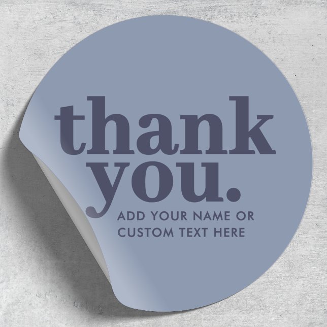 Adesivo Redondo Obrigado Sticker | Azul e Marinho mínimos (Criador carregado)