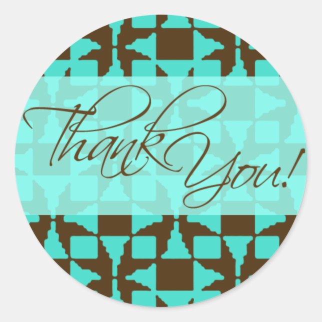 Adesivo Redondo Obrigado Sticker (Birini: aqua/castanho) (Frente)