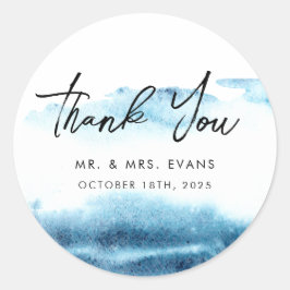 Adesivo Redondo Obrigado Sticker por um casamento moderno.