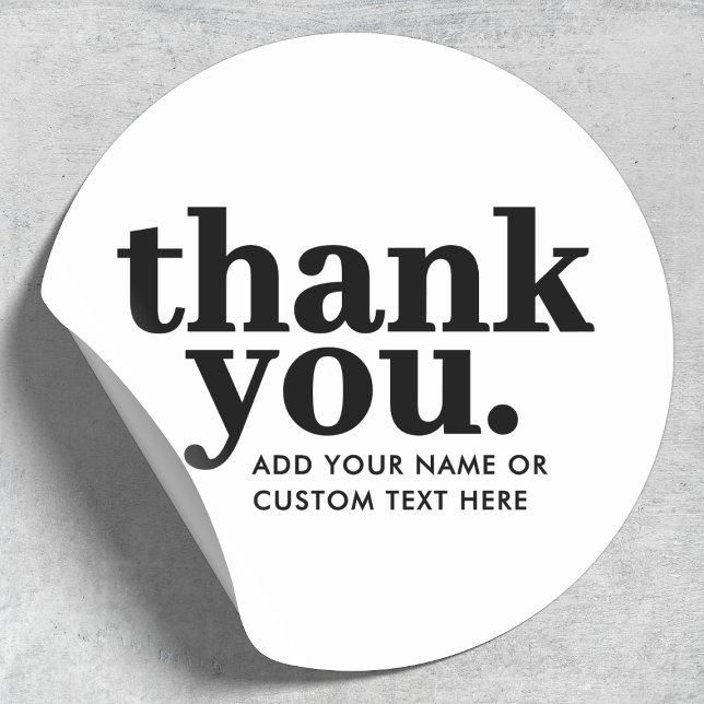 Adesivo Redondo Obrigado Sticker | Retro Preto e Branco (Criador carregado)