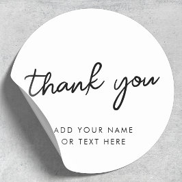 Adesivo Redondo Obrigado Sticker | Tipografia Minimalista Branco