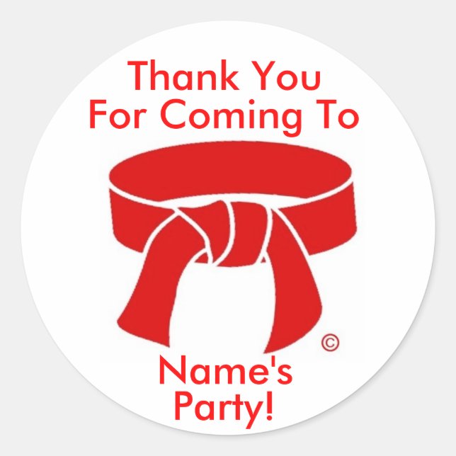 Adesivo Redondo Obrigado, Stickers Artes Marciais Cinturão Vermelh (Frente)