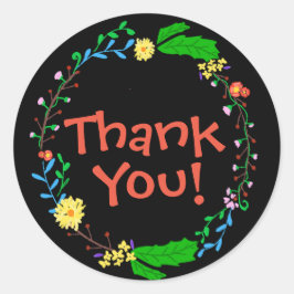 Adesivo Redondo Obrigado Stickers - Funky Floral