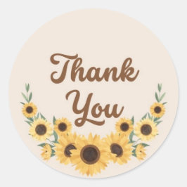 Adesivo Redondo Obrigado Sunflower Wreath Circle