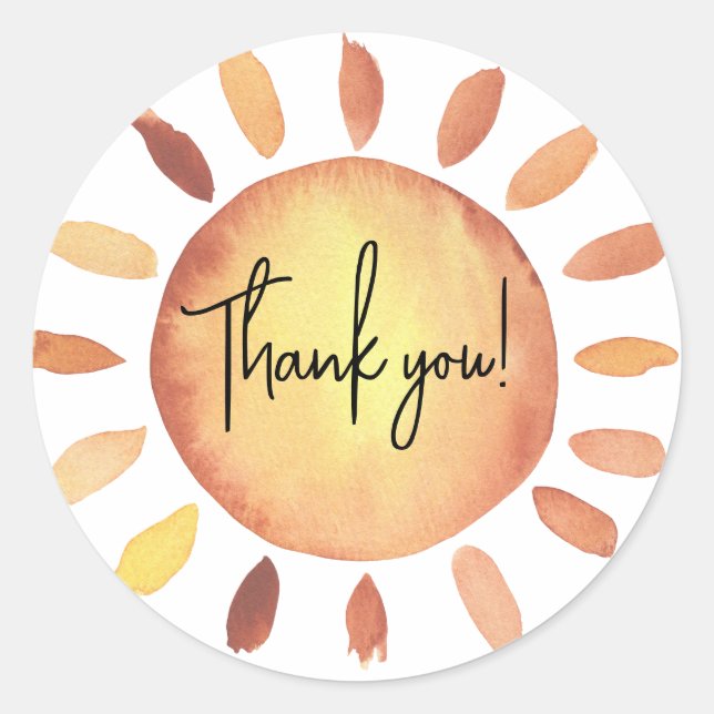 Adesivo Redondo Obrigado Sunshine chá de fraldas (Frente)