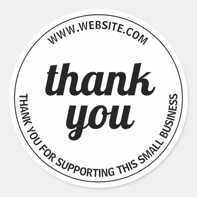 Adesivo Redondo Obrigado Suporte para Pequenas Empresas Clássico R (Frente)