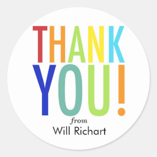 Adesivo Redondo Obrigado Tag customizáveis do presente das