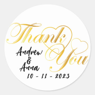 Adesivo Redondo obrigado-te ouro cardíaco