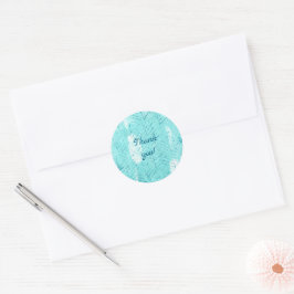 Adesivo Redondo Obrigado Teal Branches on Turquoise Stickers