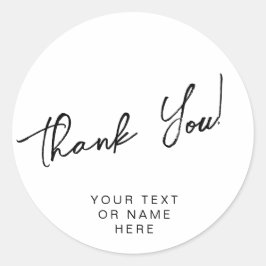 Adesivo Redondo Obrigado tipografia minimalista preto e branco